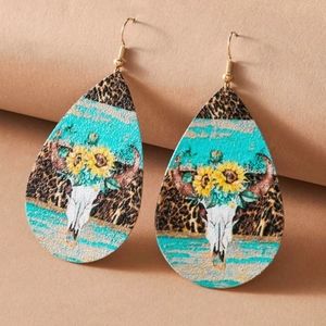 Cow print waterdrop earrings